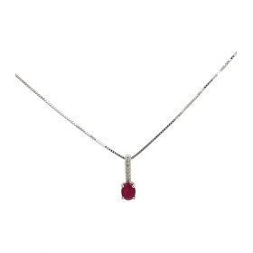 Collana Rubino 0,25ct Diamanti 0,03 ct Oro Bianco 9kt