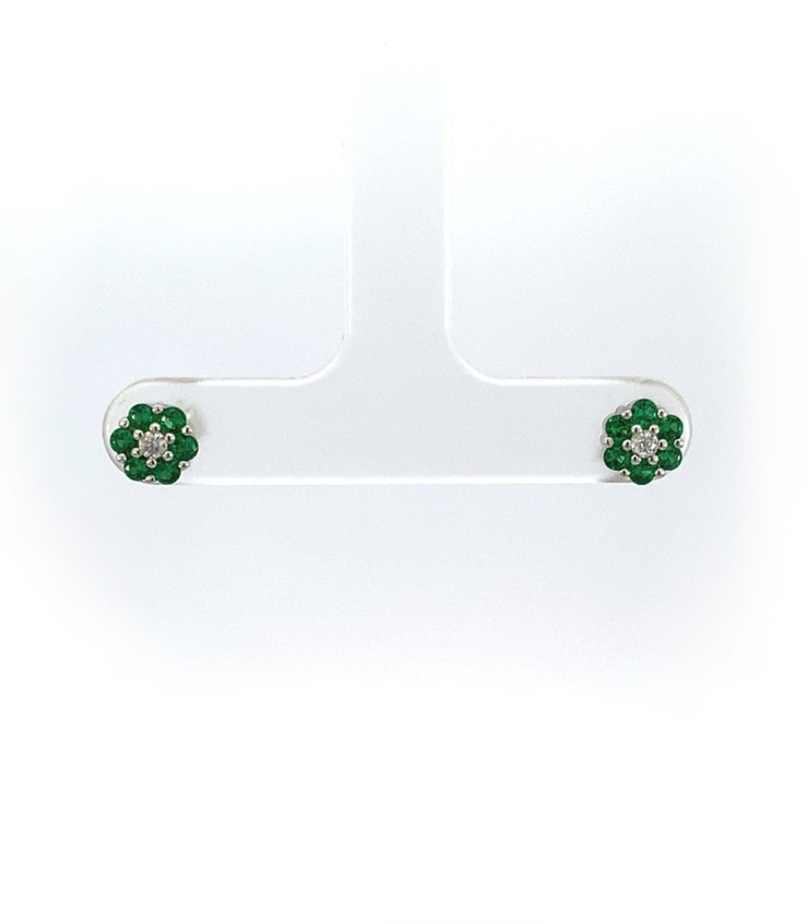 Orecchino Ag 925 Dorato Forma Quadrata Con Zirconi Colorati - Chiusura