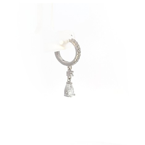 Orecchino Singolo Pendente Goccia Argento 925 Zirconi
