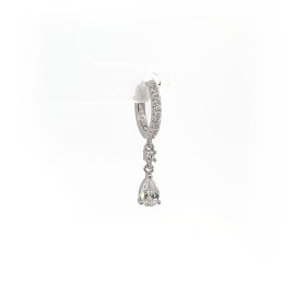 Orecchino Singolo Pendente Goccia Argento 925 Zirconi