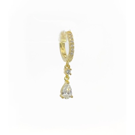 Orecchino Singolo Pendente Goccia Argento 925 Zirconi