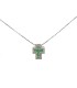 Girocollo Croce Oro Bianco 18kt Diamanti 0,12ct Smeraldi 0,32ct
