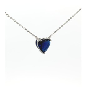 Collana Cuore Argento 925 Zircone Blu