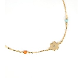 Bracciale Stella Cuore Fiore Oro Giallo 9Kt Zirconi Colorati