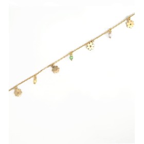 Bracciale Fiorellini Pendenti Oro Giallo 9Kt Zirconi Colorati