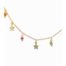 Bracciale Stelle Pendenti Oro Giallo 9Kt Zirconi Colorati