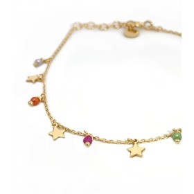 Bracciale Stelle Pendenti Oro Giallo 9Kt Zirconi Colorati