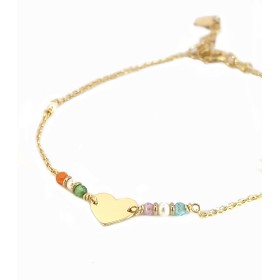 Bracciale Cuore Oro Giallo 9Kt Zirconi Colorati