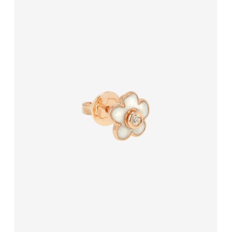 Orecchino Singolo Fiore Dodo Nature Oro Rosa 9kt Smalto Effetto Madreperla