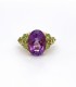 Anello Ametista Viola Ovale e Ametista Verde Oro Giallo 9kt