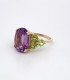 Anello Ametista Viola Ovale e Ametista Verde Oro Giallo 9kt