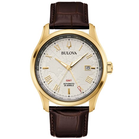 Orologio Bulova Collezione Wilton GMT Acciaio Pelle Marrone 97B210