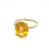 Anello Pietra Citrino Ovale Oro Giallo 9kt Diamanti Bianchi