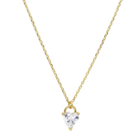 Collana Cuore Oro Giallo 9Kt Zircone Bianco