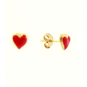 Orecchini Lobo Cuore Oro Giallo 9kt Smalto