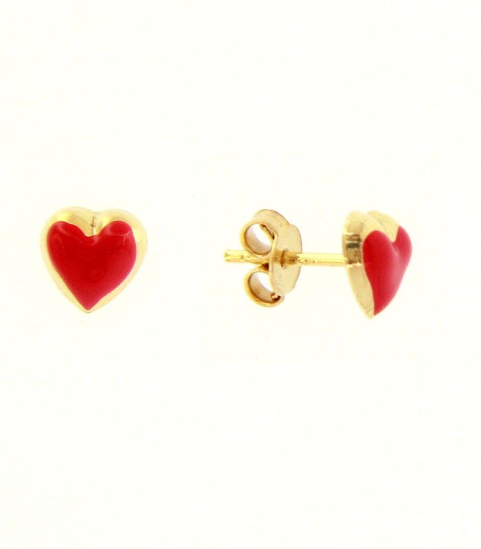 Orecchini A Perno Andralok In Oro Giallo 9kt, A Forma Di Stella Con Cuore Smaltato Rosa – Realizzati A Mano UK, 6x6 Mm