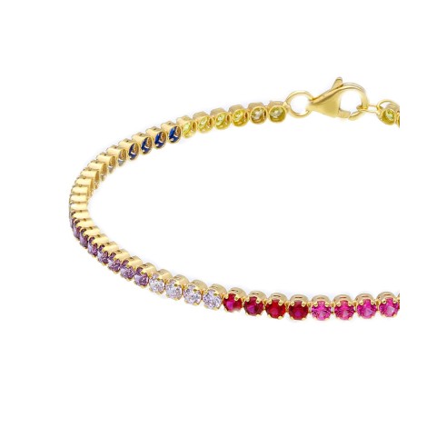 Bracciale Tennis Oro Giallo 9kt Zirconi Multicolor