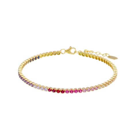 Bracciale Tennis Oro Giallo 9kt Zirconi Multicolor