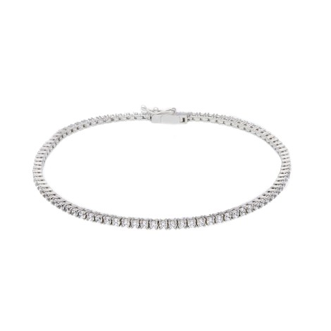 Bracciale Tennis Semirigido Oro Bianco 9kt Zirconi Bianchi