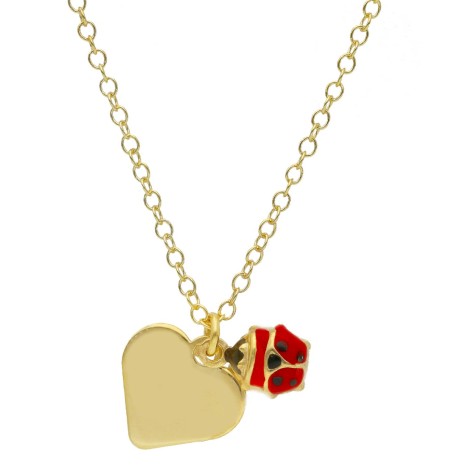 Collana Cuore Coccinella Oro Giallo 9kt Smalto