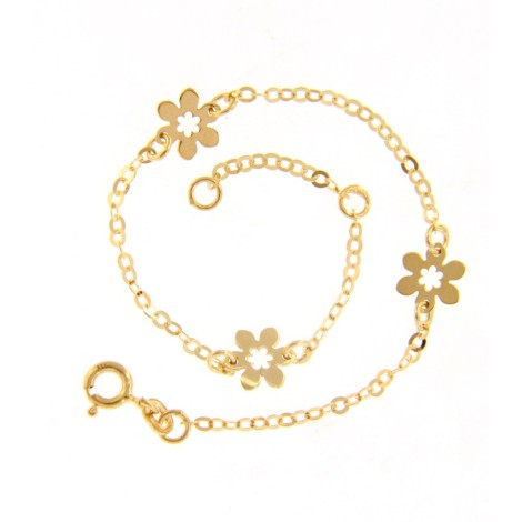 Bracciale Tre Fiori in Oro Giallo 9kt