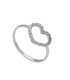 Anello Cuore Silhouette Oro Bianco 9kt Zirconi Bianchi