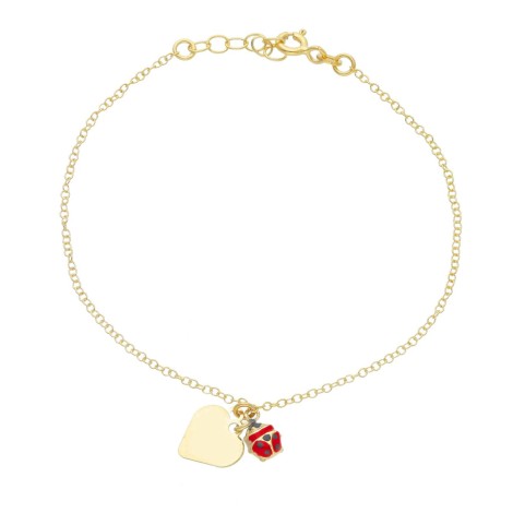 Bracciale Cuore Coccinella Oro Giallo 9kt Smalto