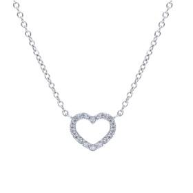 Collana Cuore Silhouette Oro Bianco 9kt Zirconi Bianchi