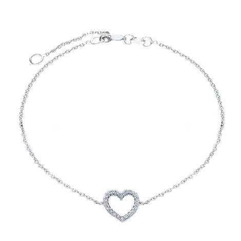 Bracciale Cuore Silhouette Oro Bianco 9kt Zirconi Bianchi