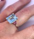 Anello Topazio Azzurro Oro Giallo 9kt Rubino Diamanti Bianchi