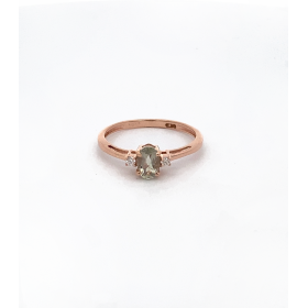 Anello Ametista Ovale Oro Rosa 9kt Diamanti Bianchi