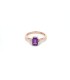 Anello Ametista Viola Rettangolare Oro Rosa 9kt Diamanti Bianchi
