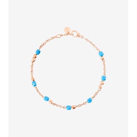 Bracciale Dodo Collezione Granelli Oro Rosa 9kt e Ceramica Turchese
