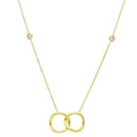 Collana Doppio Cerchio Oro Giallo 9kt Zirconi Bianchi
