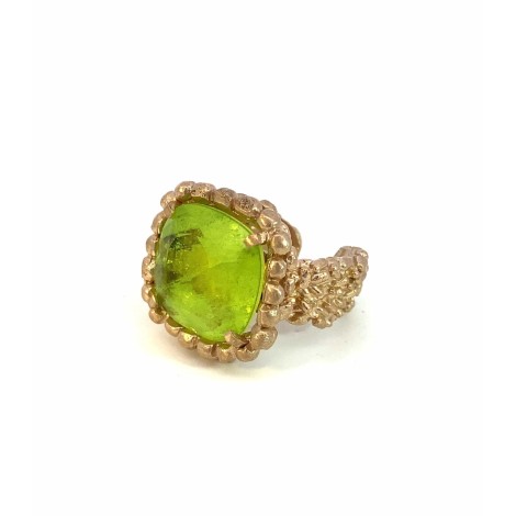 Anello Aperto Argento Dorato Cristallo Lime