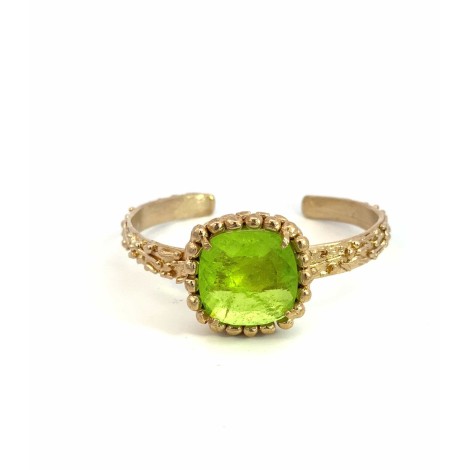 Bracciale Aperto Argento Dorato Cristallo Lime BRM21-1A