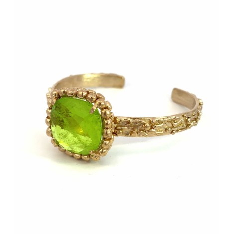 Bracciale Aperto Argento Dorato Cristallo Lime BRM21-1A