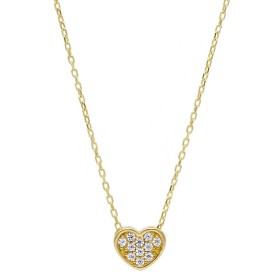 Collana Cuore Oro Giallo 9kt con Zirconi Bianchi