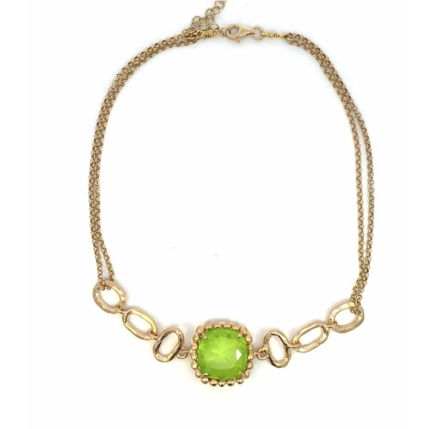 Collana Argento Dorato Cristallo Lime CLM87-1A