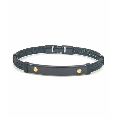 Bracciale Acciaio Nero Oro Giallo Cm 19