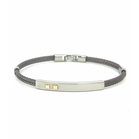 Bracciale Acciaio Marrone Oro Giallo Cm 21