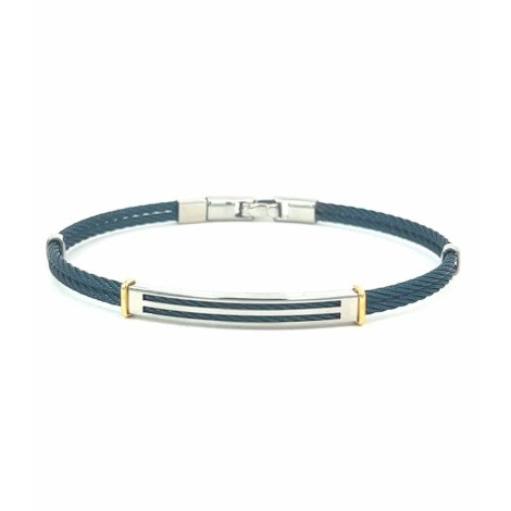 Bracciale Acciaio Blu Oro Giallo Cm 20.5