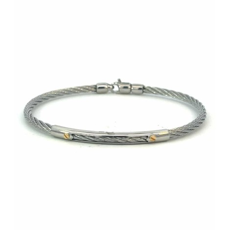 Bracciale Acciaio Silver e Oro Giallo Cm 20.5