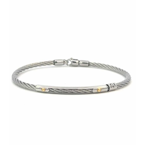 Bracciale Acciaio Silver e Oro Giallo Cm 19