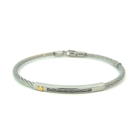 Bracciale Acciaio Silver e Oro Giallo Cm 19