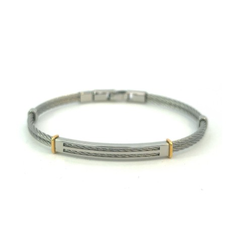 Bracciale Acciaio Silver Doppio e Oro Giallo Cm 19