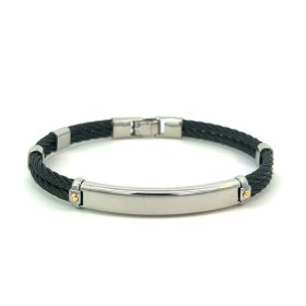 Bracciale Acciaio Doppio Nero e Silver con Oro Giallo