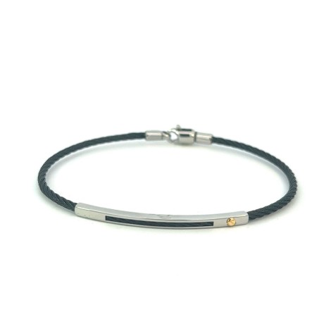 Bracciale Acciaio Nero Oro Giallo Cm 19