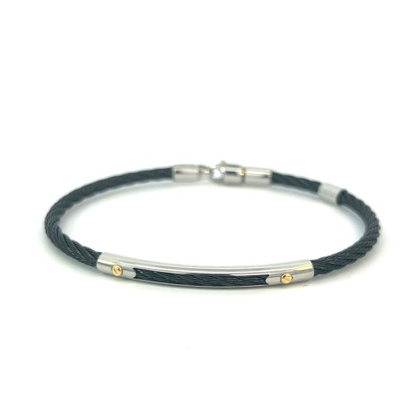 Bracciale Acciaio Nero Oro Giallo Cm 19