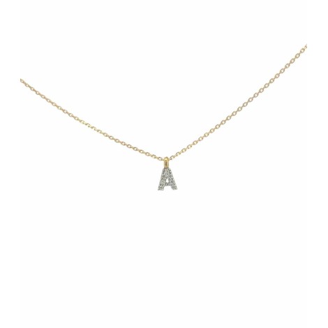 Collana Lettera Pendente Oro Giallo 9kt Diamanti 0,06 ct